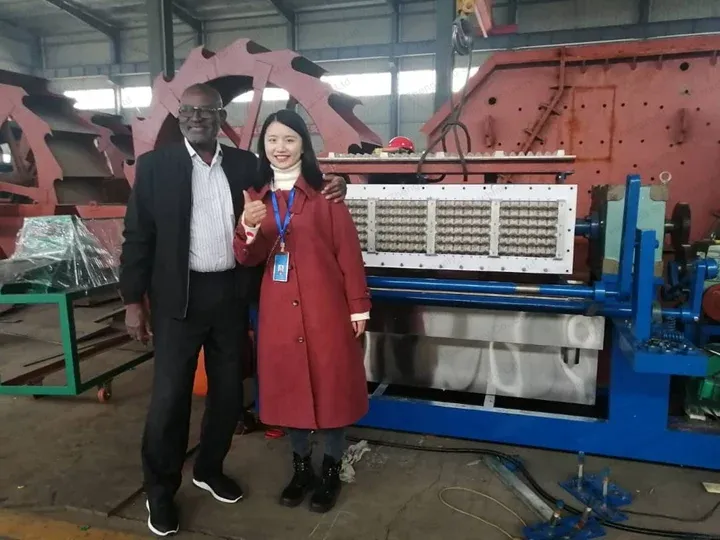 small egg tray machine customer visit